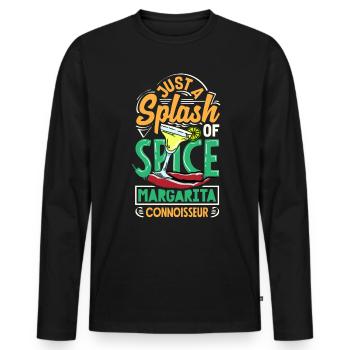 Attenzione Just a Splash of Spice: Margarita - Männer Premium Bio Langarmshirt - Schwarz - Vorne - Nico (187cm)