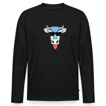 Vache Bavaroise - T-shirt manches longues Premium bio Homme - noir - Devant - Nico (187cm)