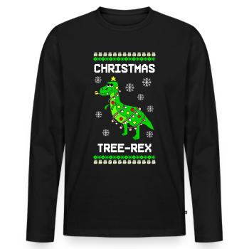 Ugly Christmas Weihnachten Tree-Rex - Männer Premium Bio Langarmshirt - Schwarz - Vorne - Nico (187cm)