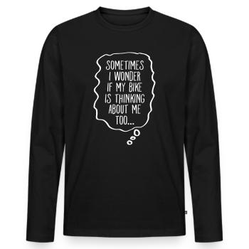 Thinking About My Bike - T-shirt manches longues Premium bio Homme - noir - Devant - Nico (187cm)