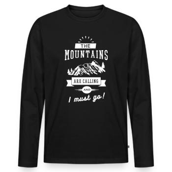 The Mountains Are Calling And I Must Go - Men's Premium Organic Long Sleeve Shirt - black - Front - Nico (187cm)
