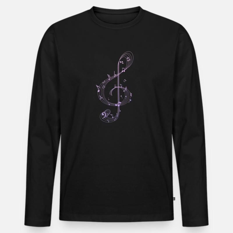Musiknote - Männer Premium Bio Langarmshirt - Schwarz