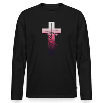 Glaube - Männer Premium Bio Langarmshirt - Schwarz - Vorne - Nico (187cm)