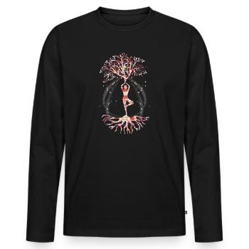 Yoga Arbre Bouddha Yoga - T-shirt manches longues Premium bio Homme - noir - Devant - Nico (187cm)