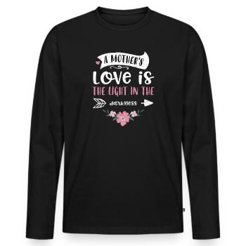 A mother's love is the light in... - Men's Premium Organic Long Sleeve Shirt - black - Front - Nico (187cm)