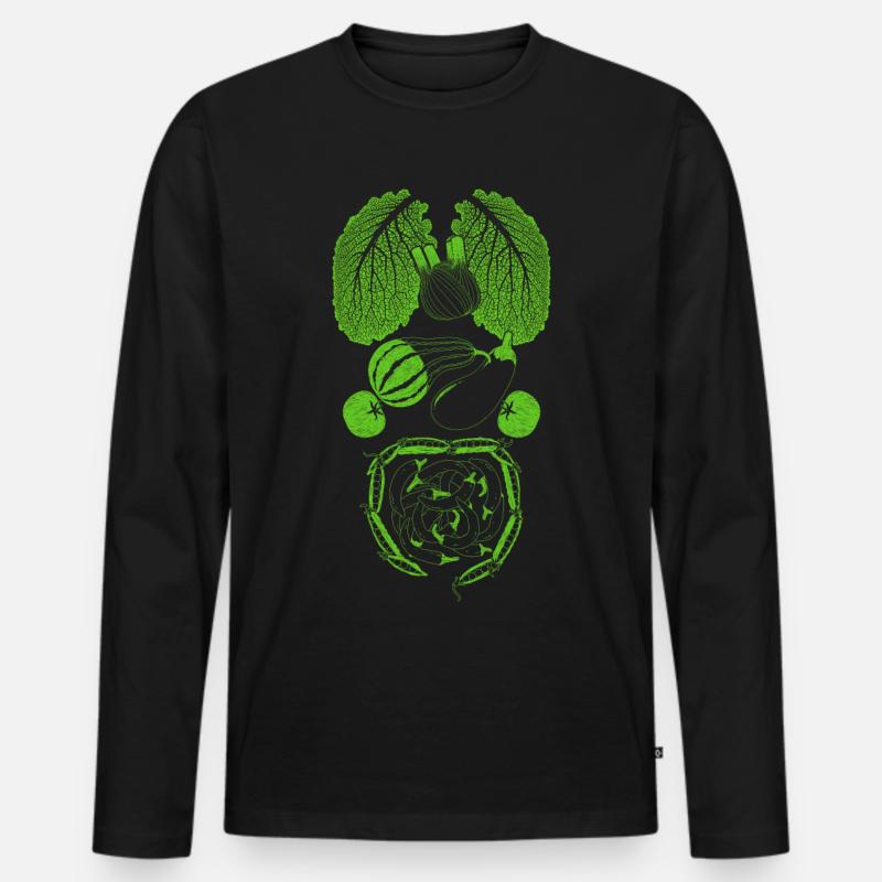 Gemüse Organe Anatomie - Männer Premium Bio Langarmshirt - Schwarz