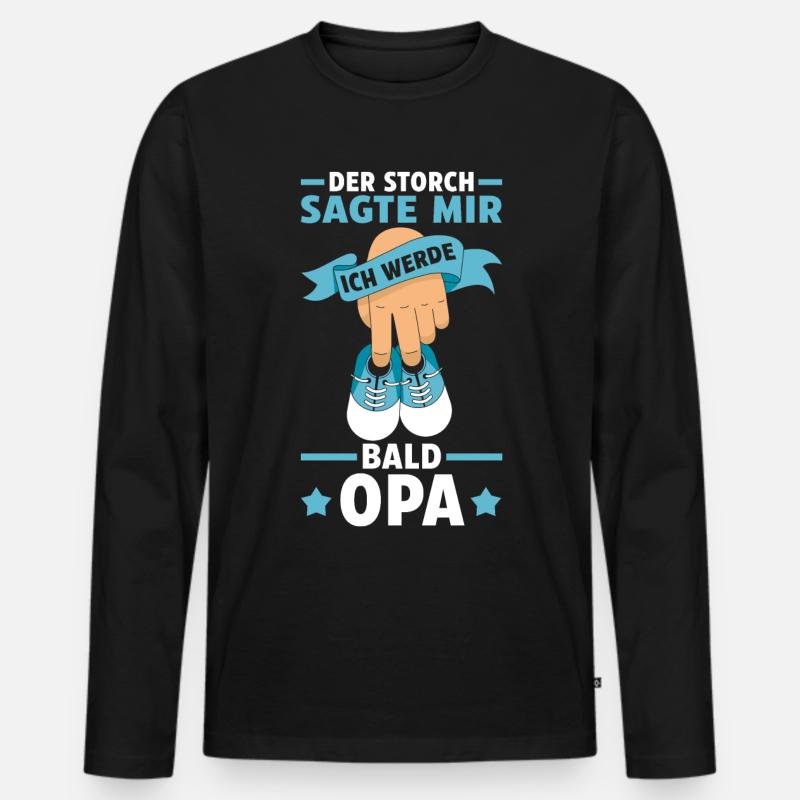 Werdender Opa - Männer Premium Bio Langarmshirt - Schwarz