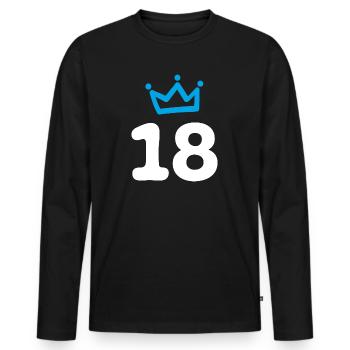 18. Geburtstag Krone Geschenkidee - Männer Premium Bio Langarmshirt - Schwarz - Vorne - Nico (187cm)