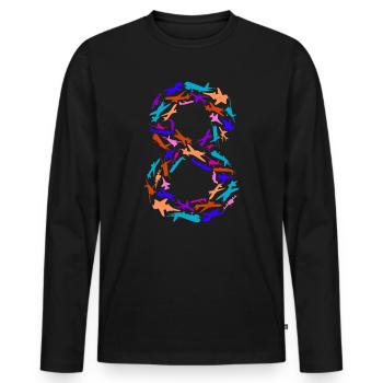 Geburtstag Junge 8 Jahre Flugzeug Flugzeuge - Männer Premium Bio Langarmshirt - Schwarz - Vorne - Nico (187cm)