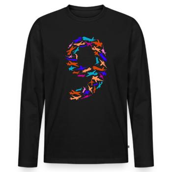 Geburtstag Junge 9 Jahre Flugzeug Flugzeuge - Männer Premium Bio Langarmshirt - Schwarz - Vorne - Nico (187cm)