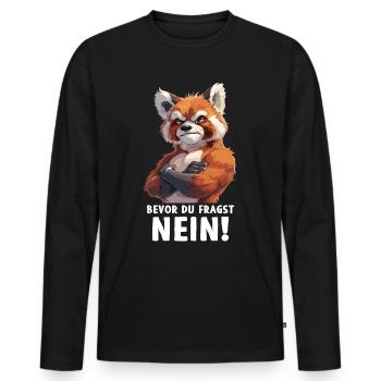Panda roux chat ours panda roux avant que vous ne demandiez - T-shirt manches longues Premium bio Homme - noir - Devant - Nico (187cm)
