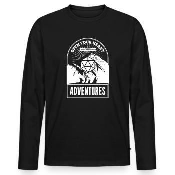 citation d’aventure stylo et papier - T-shirt manches longues Premium bio Homme - noir - Devant - Nico (187cm)