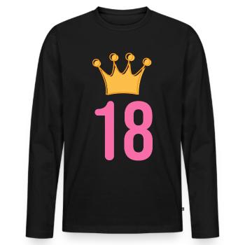18. Geburtstag Glückwunsch Krone - Männer Premium Bio Langarmshirt - Schwarz - Vorne - Nico (187cm)