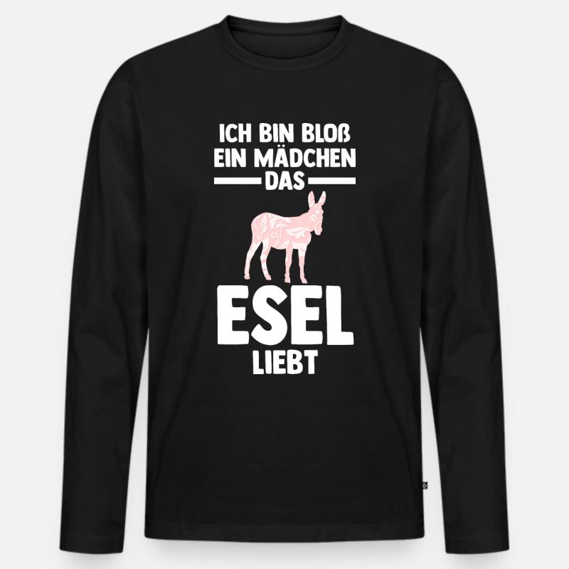 Esel - Männer Premium Bio Langarmshirt - Schwarz