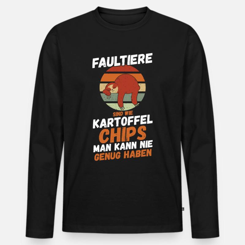 Faultier - Männer Premium Bio Langarmshirt - Schwarz