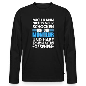 Nicht schockbarer Monteur - Männer Premium Bio Langarmshirt - Schwarz - Vorne - Nico (187cm)
