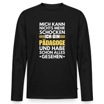 Éducateur non choquable - T-shirt manches longues Premium bio Homme - noir - Devant - Nico (187cm)