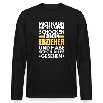 Éducateur non choquable - T-shirt manches longues Premium bio Homme - noir - Devant - Nico (187cm)