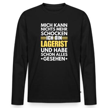 Non-Shockable Warehouse Clerk - Men's Premium Organic Long Sleeve Shirt - black - Front - Nico (187cm)