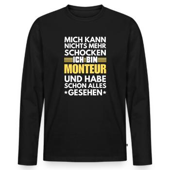 Nicht schockbarer Monteur - Männer Premium Bio Langarmshirt - Schwarz - Vorne - Nico (187cm)
