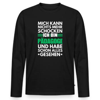Nicht schockbarer Pädagoge - Männer Premium Bio Langarmshirt - Schwarz - Vorne - Nico (187cm)