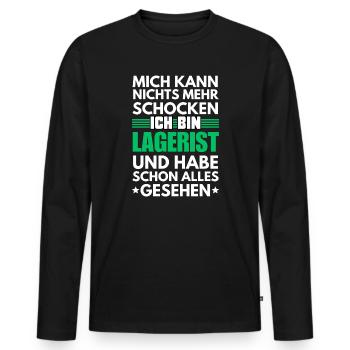 Non-shockable warehouse clerk - Men's Premium Organic Long Sleeve Shirt - black - Front - Nico (187cm)