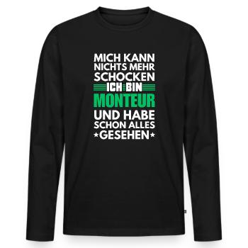 Nicht schockbarer Monteur - Männer Premium Bio Langarmshirt - Schwarz - Vorne - Nico (187cm)