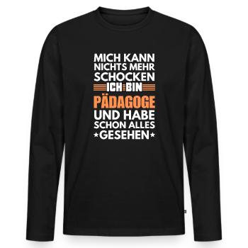 Nicht schockbarer Pädagoge - Männer Premium Bio Langarmshirt - Schwarz - Vorne - Nico (187cm)