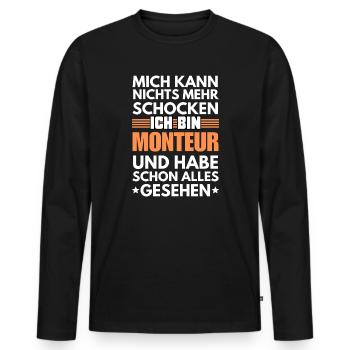 Nicht schockbarer Monteur - Männer Premium Bio Langarmshirt - Schwarz - Vorne - Nico (187cm)