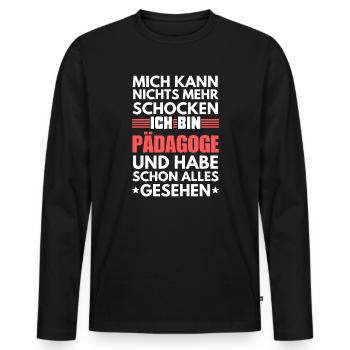 Nicht schockbarer Pädagoge - Männer Premium Bio Langarmshirt - Schwarz - Vorne - Nico (187cm)