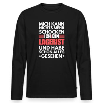 Non-Shockable Warehouse Clerk - Men's Premium Organic Long Sleeve Shirt - black - Front - Nico (187cm)