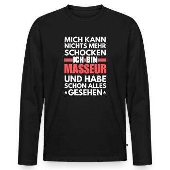 Nicht schockbarer Masseur - Männer Premium Bio Langarmshirt - Schwarz - Vorne - Nico (187cm)