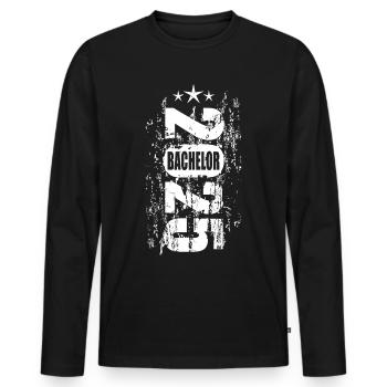 Bachelor 2025 Vintage - Männer Premium Bio Langarmshirt - Schwarz - Vorne - Nico (187cm)