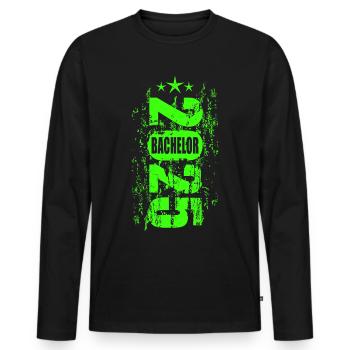 Bachelor 2025 Vintage - Männer Premium Bio Langarmshirt - Schwarz - Vorne - Nico (187cm)