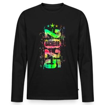 Bachelor 2025 bunt - Männer Premium Bio Langarmshirt - Schwarz - Vorne - Nico (187cm)