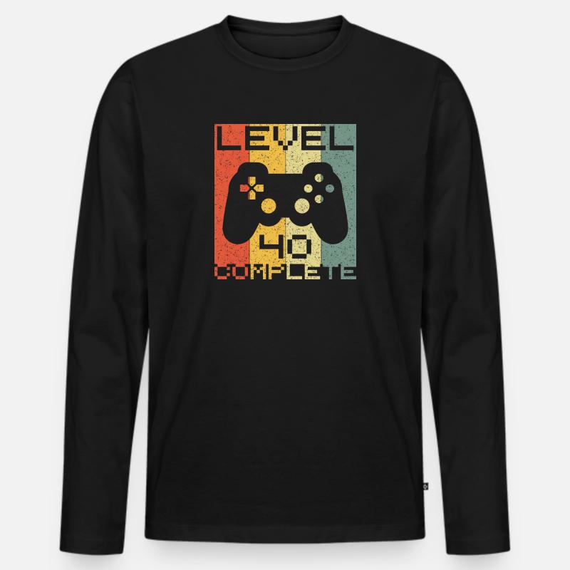Level 40 complete - Männer Premium Bio Langarmshirt - Schwarz