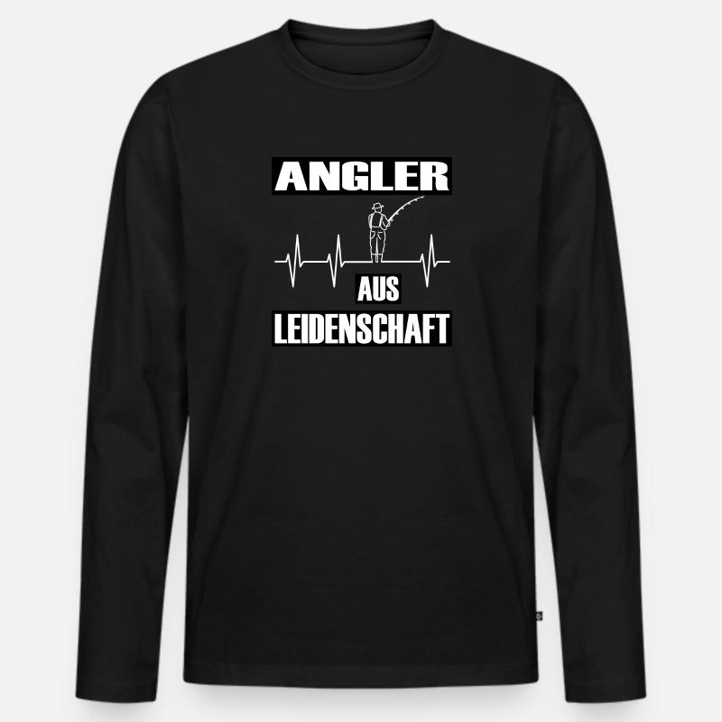 Angeln - Männer Premium Bio Langarmshirt - Schwarz