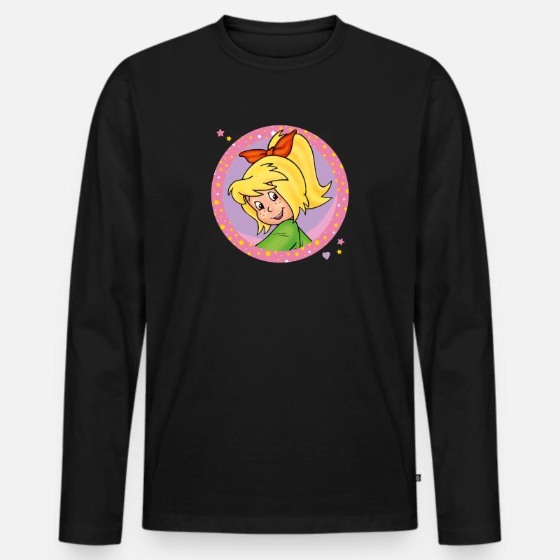 Bibi Blocksberg lächelt fröhlich - Männer Premium Bio Langarmshirt - Schwarz