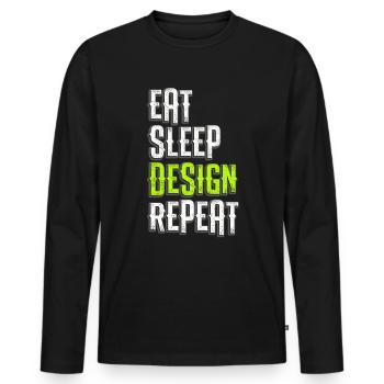Mange Sleep Design Graphiste Artiste Créateur - T-shirt manches longues Premium bio Homme - noir - Devant - Nico (187cm)