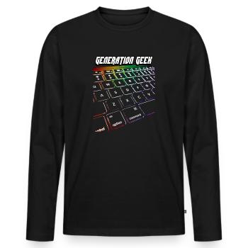GENERATION GEEK - T-shirt manches longues Premium bio Homme - noir - Devant - Nico (187cm)