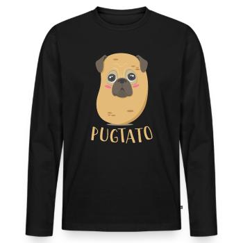 Funny Cute Dog Pug Potato T-Shirt - Men's Premium Organic Long Sleeve Shirt - black - Front - Nico (187cm)