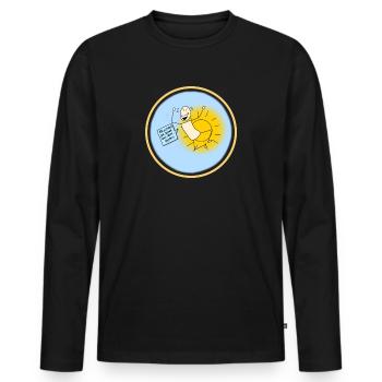 Alfred scheint die Sonne aus dem Hintern - Männer Premium Bio Langarmshirt - Schwarz - Vorne - Nico (187cm)
