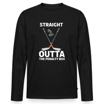 Joueur de hockey sur glace tout droit sorti de la boîte de pénalité - T-shirt manches longues Premium bio Homme - noir - Devant - Nico (187cm)