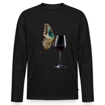 Schmetterling Wein - Männer Premium Bio Langarmshirt - Schwarz - Vorne - Nico (187cm)