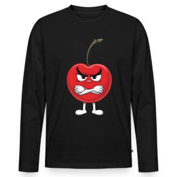 Kirsche - Männer Premium Bio Langarmshirt - Schwarz - Vorne - Nico (187cm)