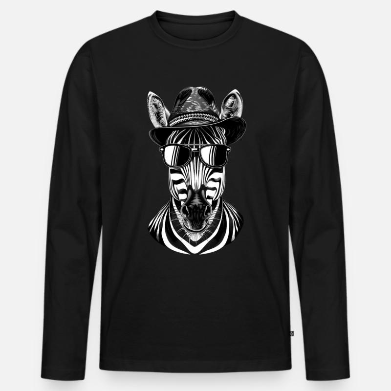Zebra - Männer Premium Bio Langarmshirt - Schwarz