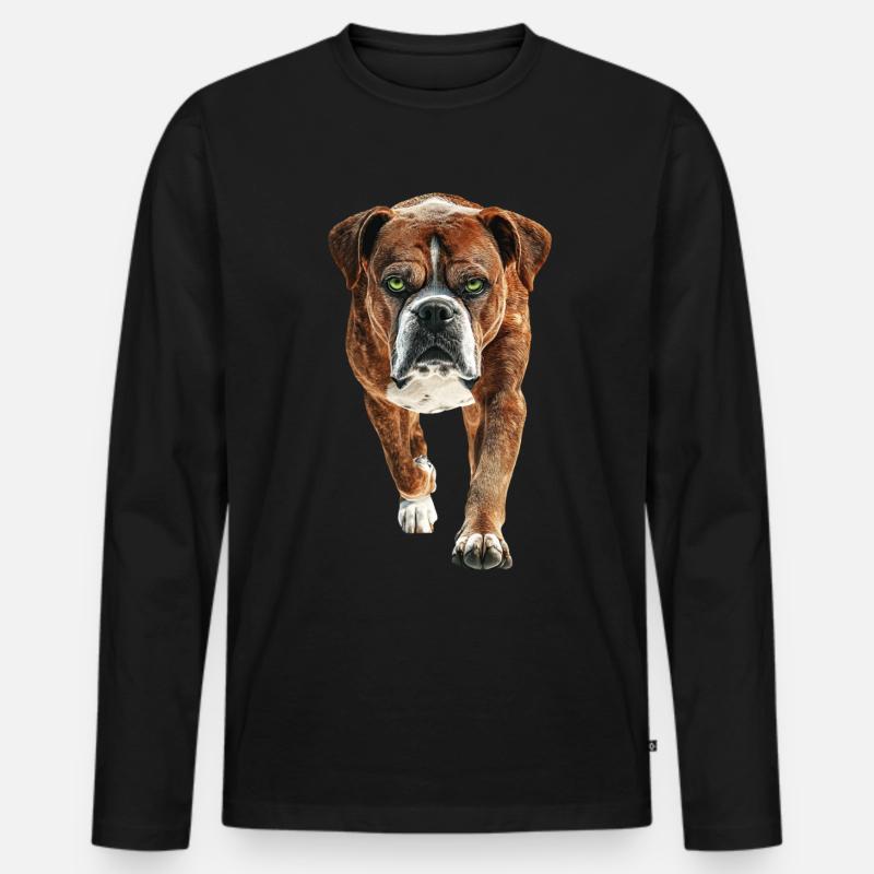 Boxer - Männer Premium Bio Langarmshirt - Schwarz