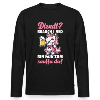 Licorne Dirndl Chemise Traditionnelle Costumes Traditionnels - T-shirt manches longues Premium bio Homme - noir - Devant - Nico (187cm)