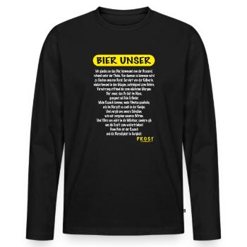 AD - das Vater Unser für alle Bier Fans - hier ist - Männer Premium Bio Langarmshirt - Schwarz - Vorne - Nico (187cm)