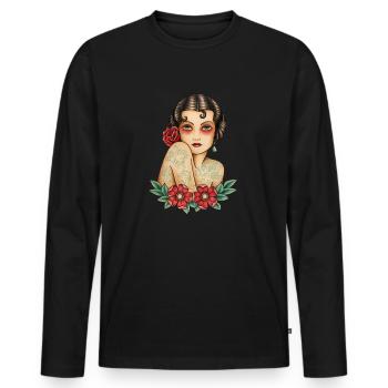 TATOUAGE DE FILLE TATOUÉE - T-shirt manches longues Premium bio Homme - noir - Devant - Nico (187cm)